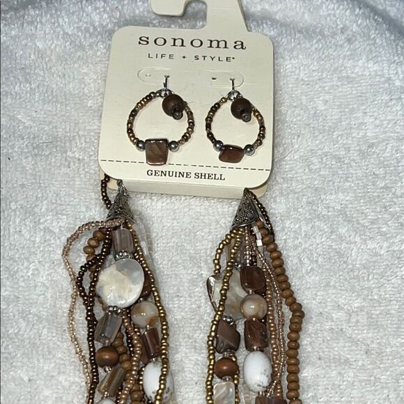 Brown Multi-Strand Necklace and Earring Set - Picture 2 of 3